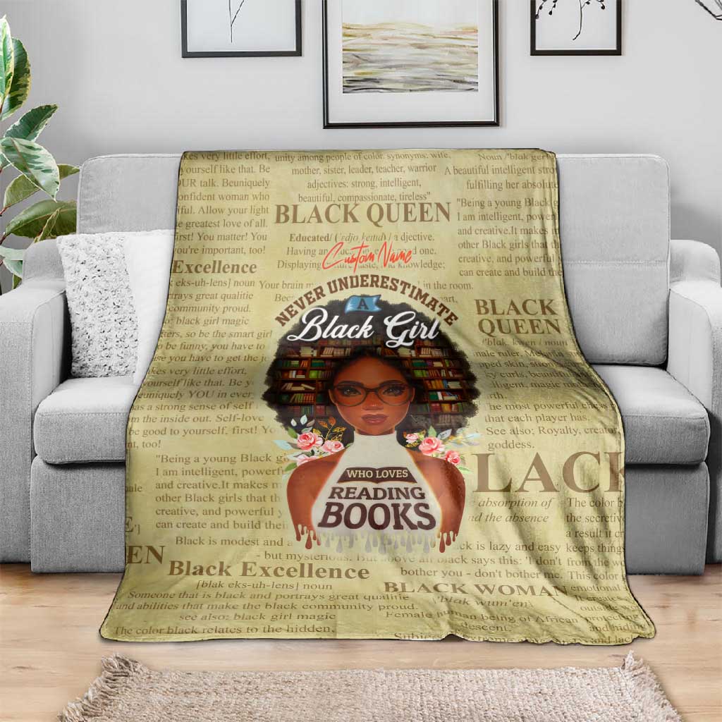 Personalized Black Girl African Blanket Never Underestimate A Book Lover DT02