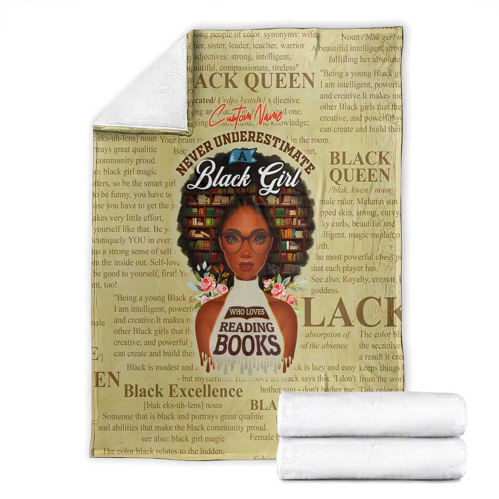 Personalized Black Girl African Blanket Never Underestimate A Book Lover DT02