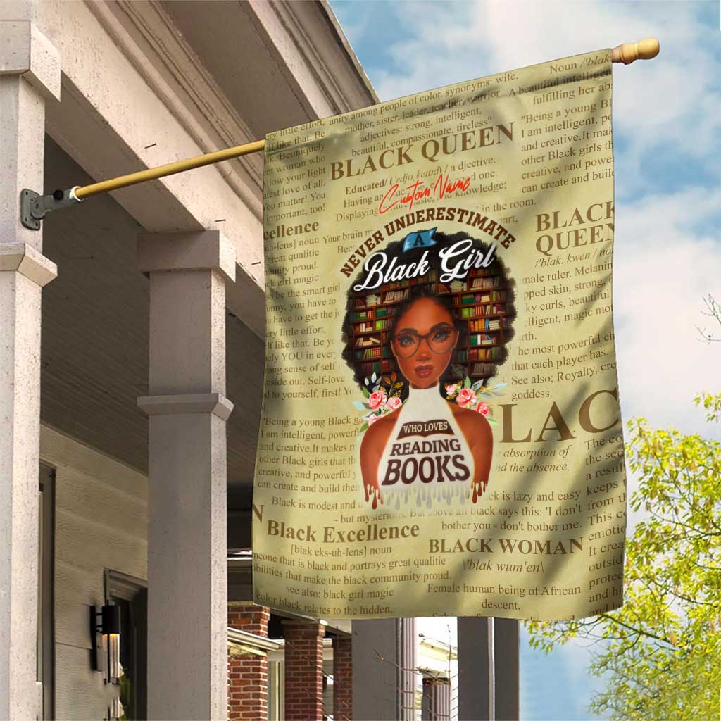 Personalized Black Girl African Garden Flag Never Underestimate A Book Lover DT02