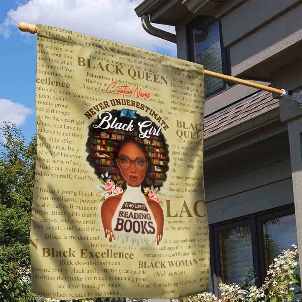 Personalized Black Girl African Garden Flag Never Underestimate A Book Lover DT02