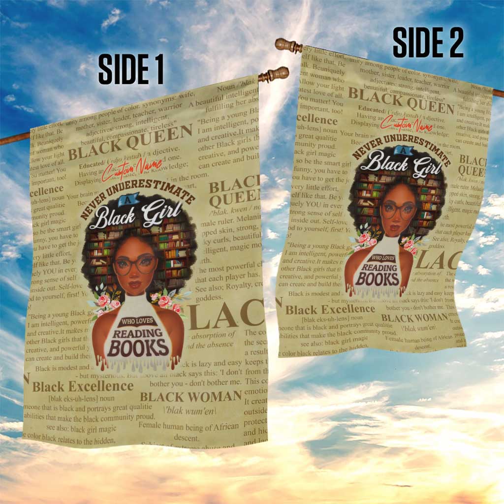Personalized Black Girl African Garden Flag Never Underestimate A Book Lover DT02