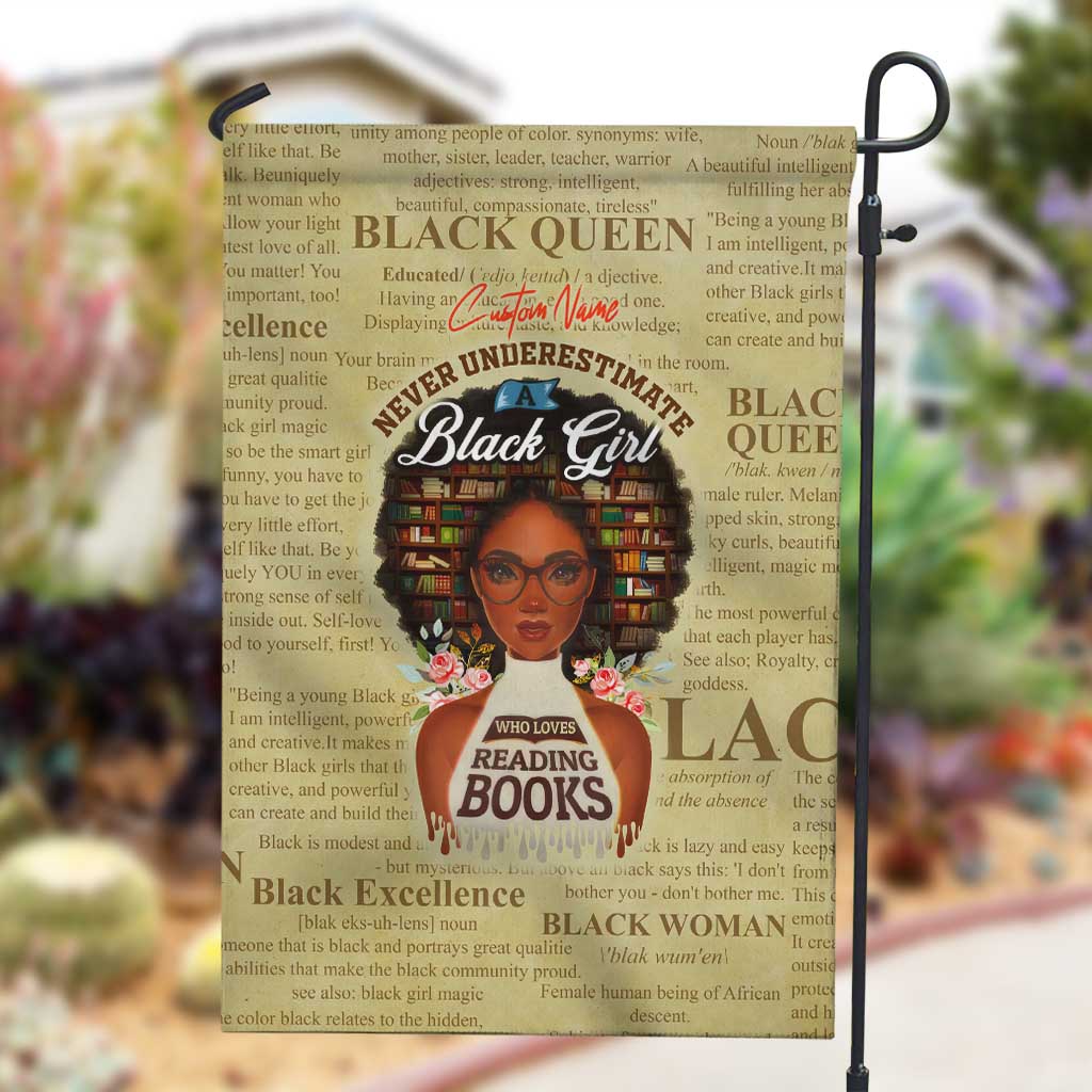 Personalized Black Girl African Garden Flag Never Underestimate A Book Lover DT02