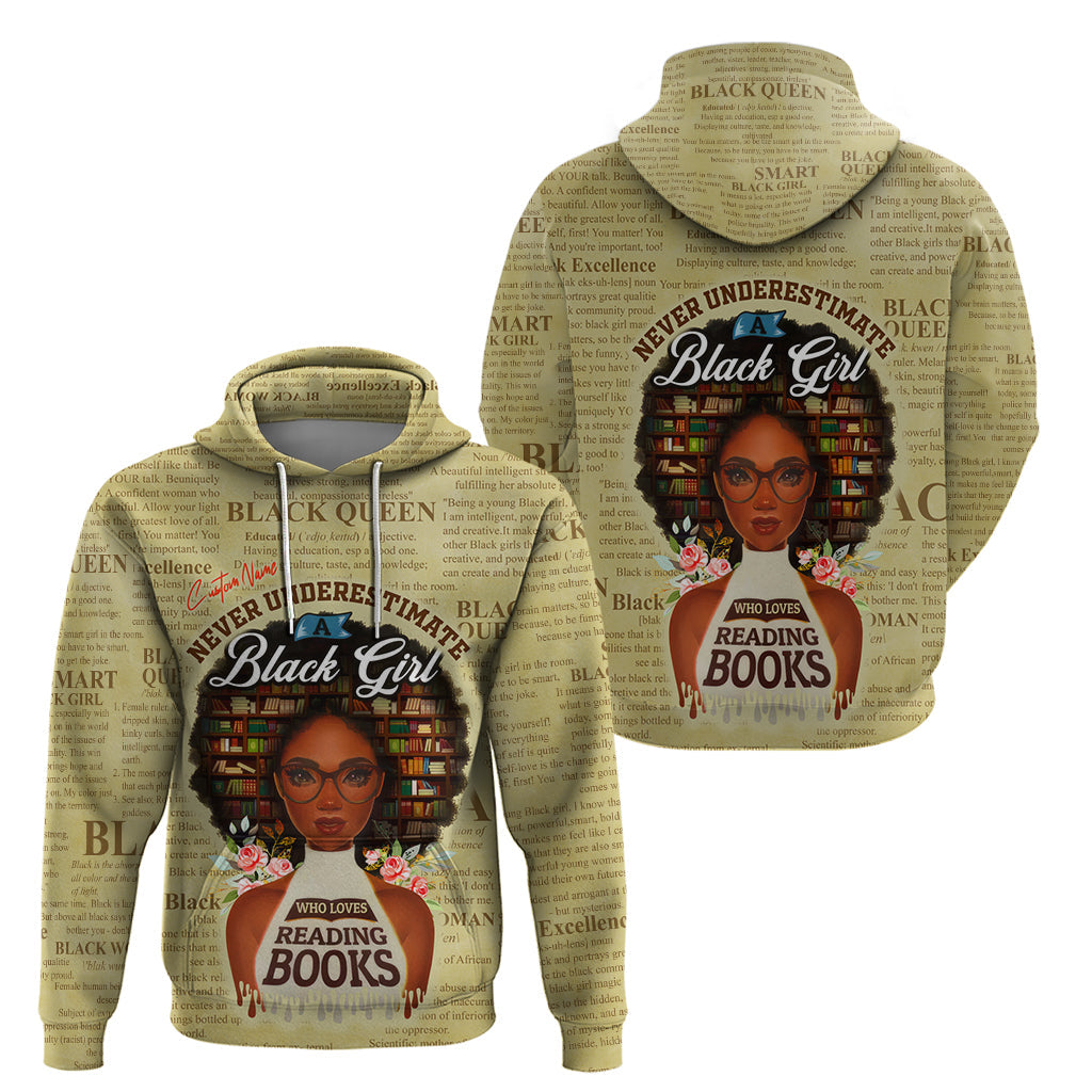 Personalized Black Girl African Hoodie Never Underestimate A Book Lover DT02