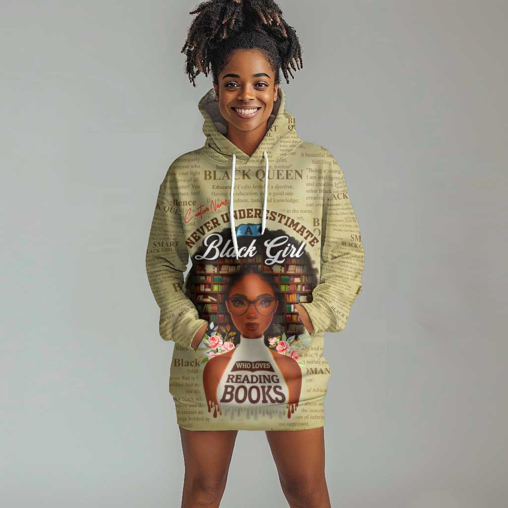 Personalized Black Girl African Hoodie Dress Never Underestimate A Book Lover DT02