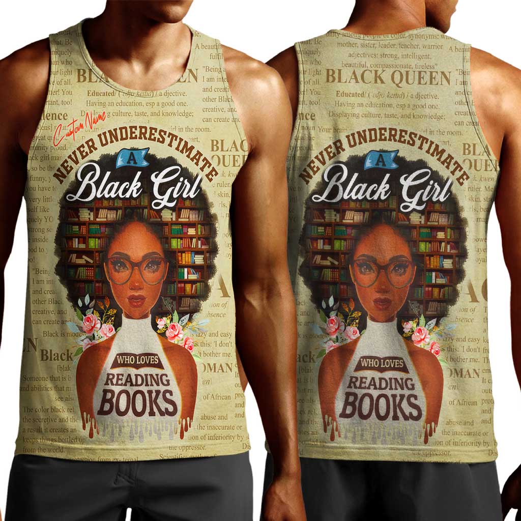 Personalized Black Girl African Men Tank Top Never Underestimate A Book Lover DT02