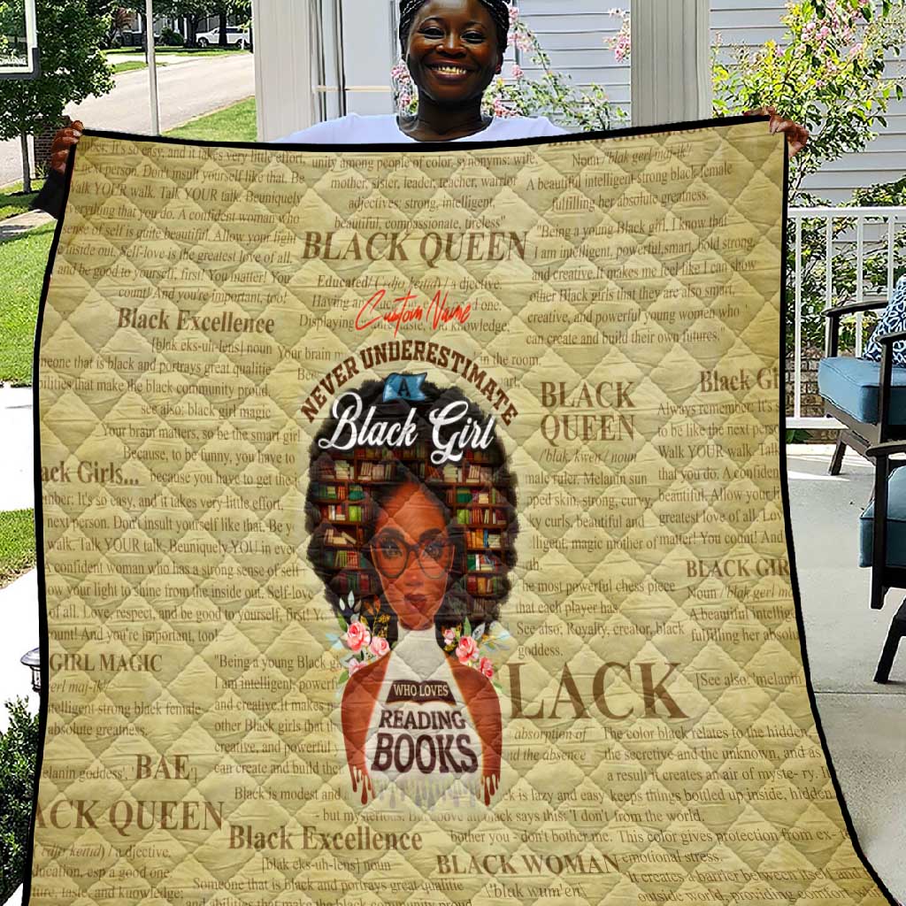 Personalized Black Girl African Quilt Never Underestimate A Book Lover DT02
