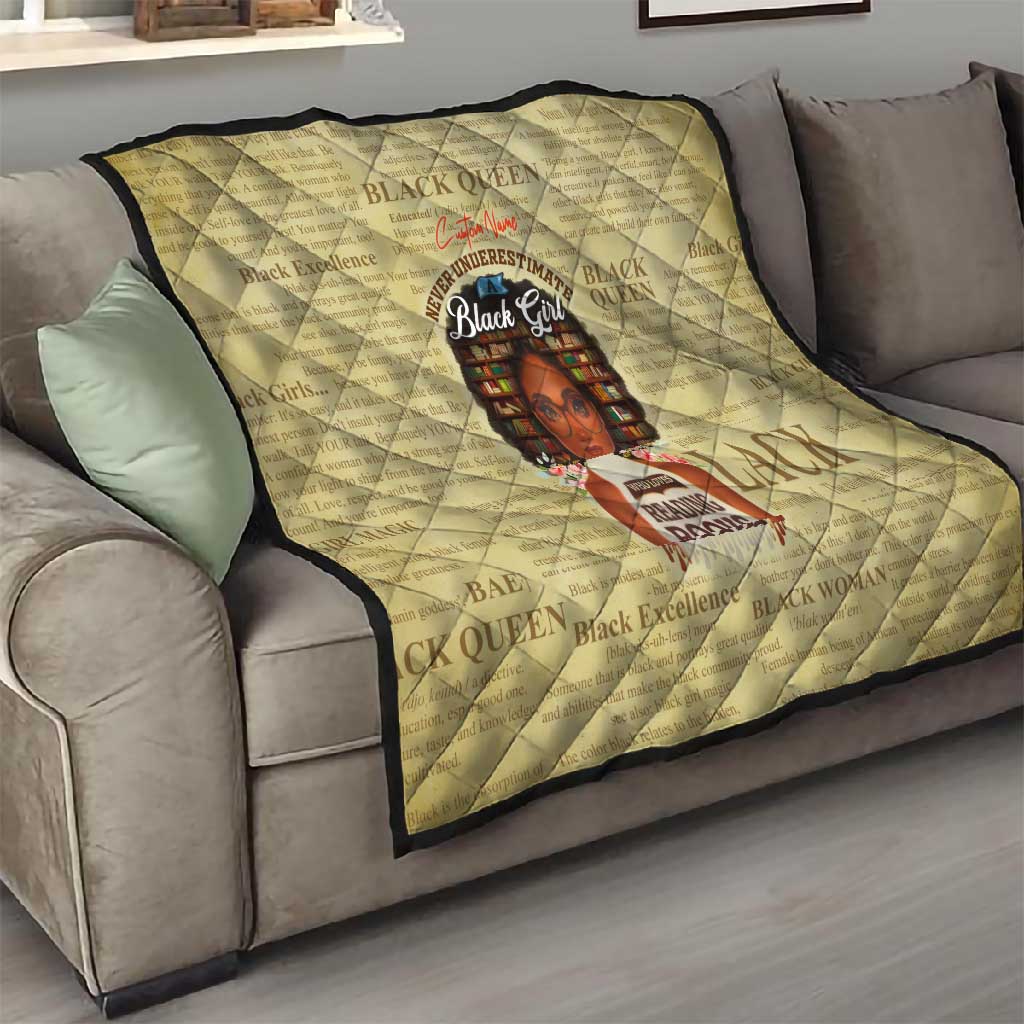 Personalized Black Girl African Quilt Never Underestimate A Book Lover DT02