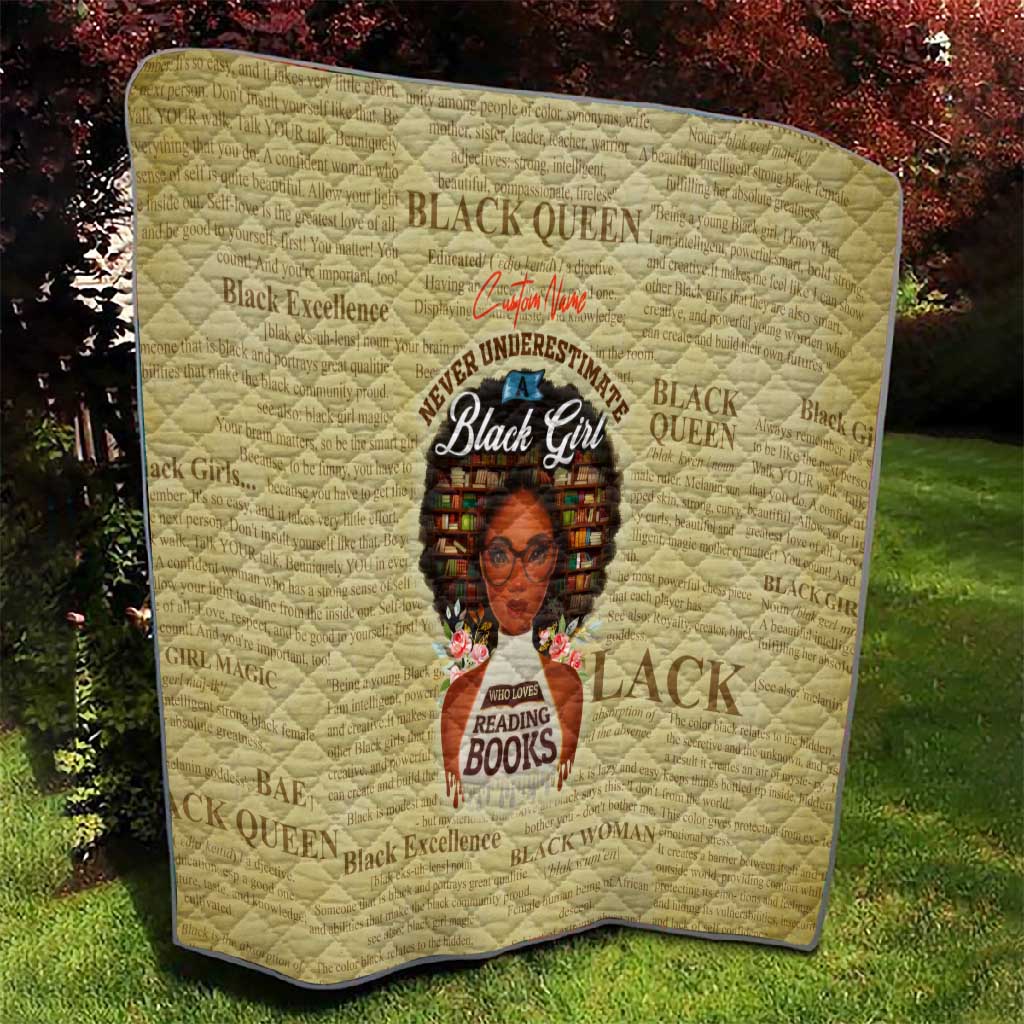 Personalized Black Girl African Quilt Never Underestimate A Book Lover DT02
