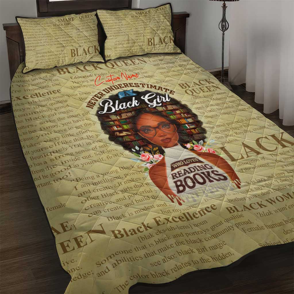 Personalized Black Girl African Quilt Bed Set Never Underestimate A Book Lover DT02