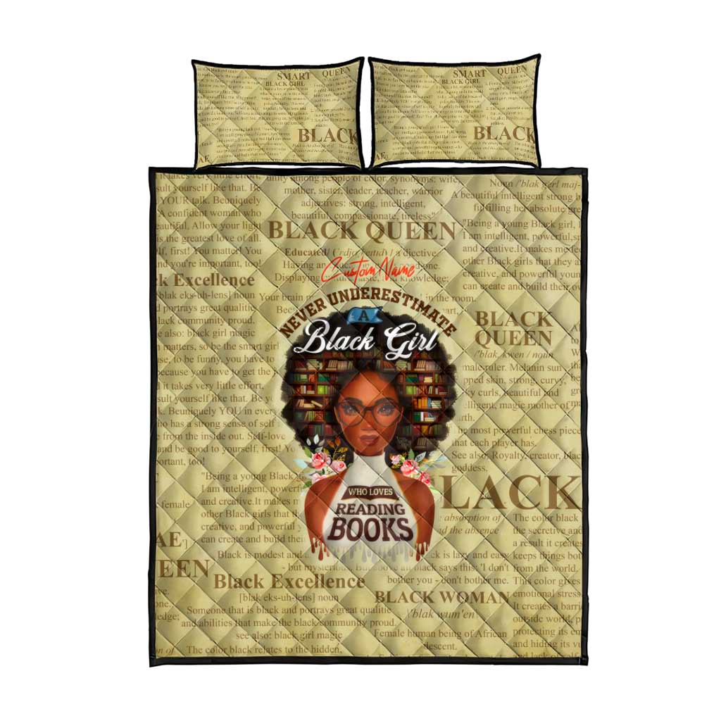 Personalized Black Girl African Quilt Bed Set Never Underestimate A Book Lover DT02