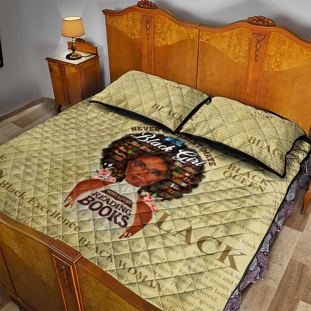 Personalized Black Girl African Quilt Bed Set Never Underestimate A Book Lover DT02