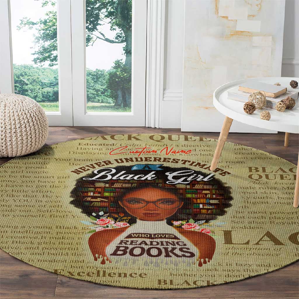 Personalized Black Girl African Round Carpet Never Underestimate A Book Lover DT02