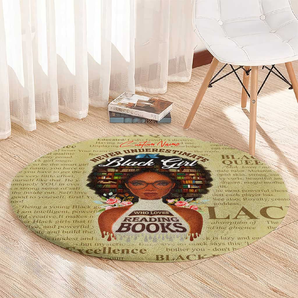 Personalized Black Girl African Round Carpet Never Underestimate A Book Lover DT02