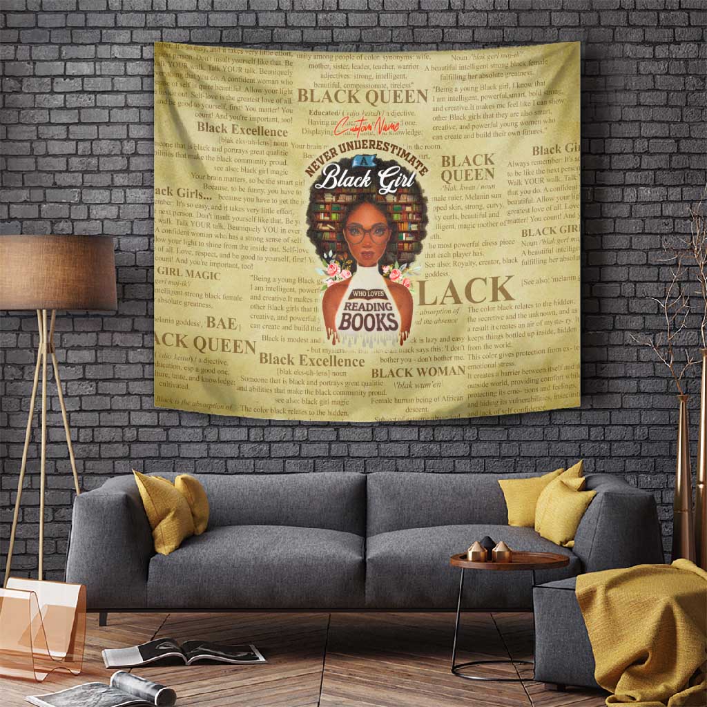 Personalized Black Girl African Tapestry Never Underestimate A Book Lover DT02
