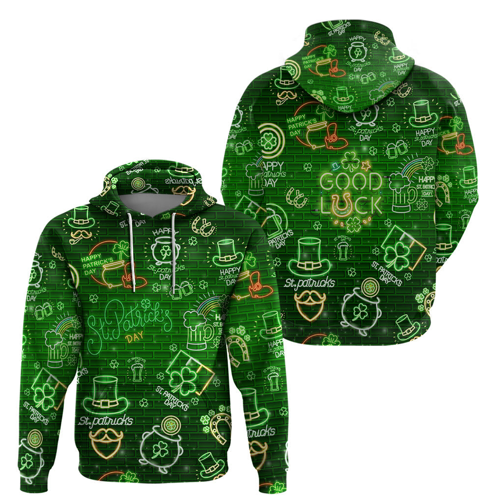 Ireland St Patrick's Day Hoodie Symbols Neon DT02