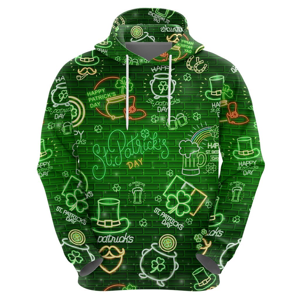 Ireland St Patrick's Day Hoodie Symbols Neon DT02