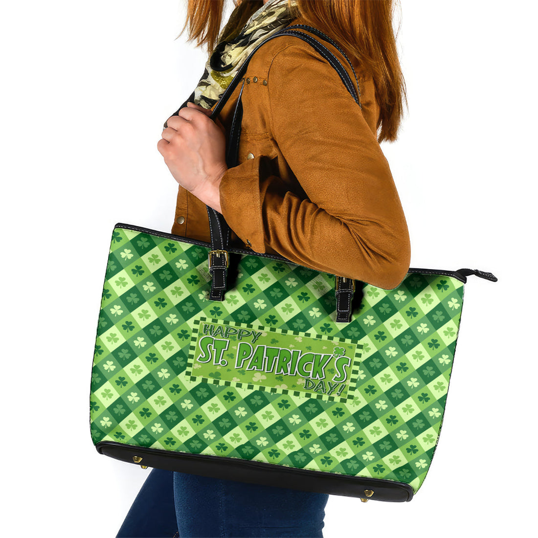 Irish St Patrick's Day Leather Tote Bag Simple Style DT02