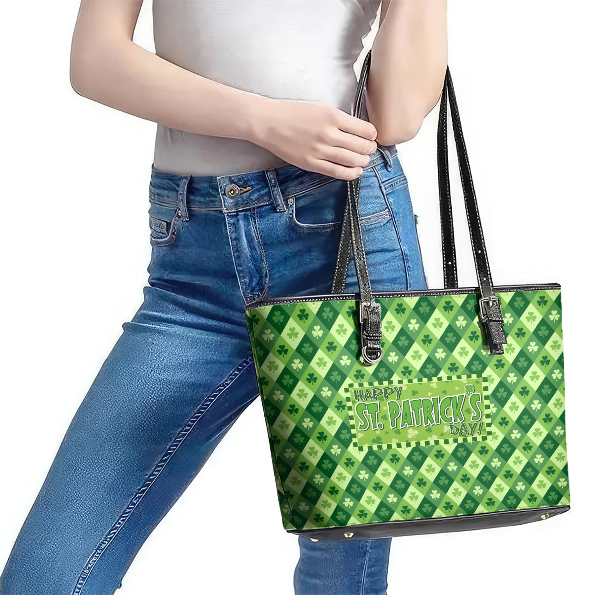 Irish St Patrick's Day Leather Tote Bag Simple Style DT02