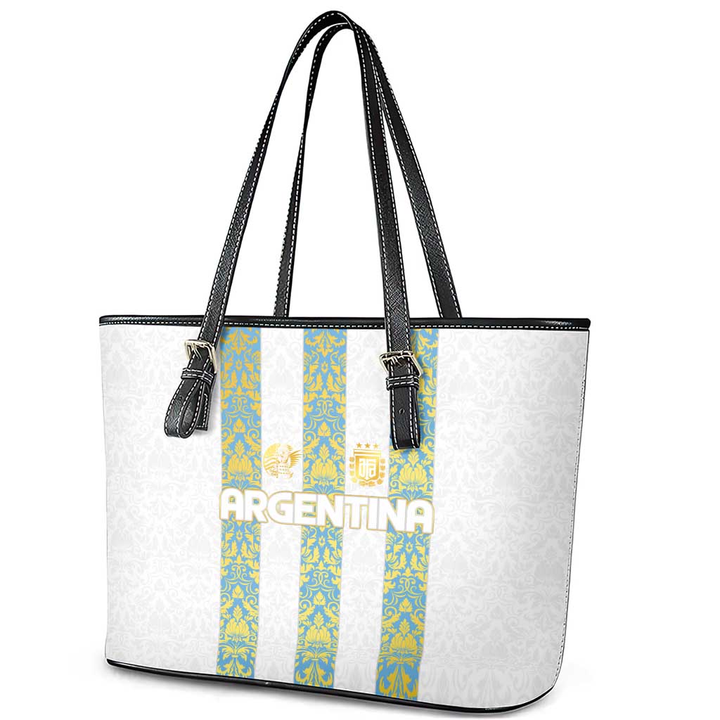 Argentina Football 2024 Leather Tote Bag The White and Sky Blue DT02