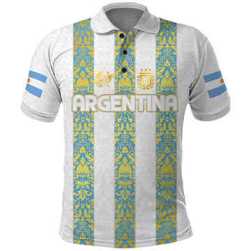Argentina Football 2024 Polo Shirt The White and Sky Blue DT02