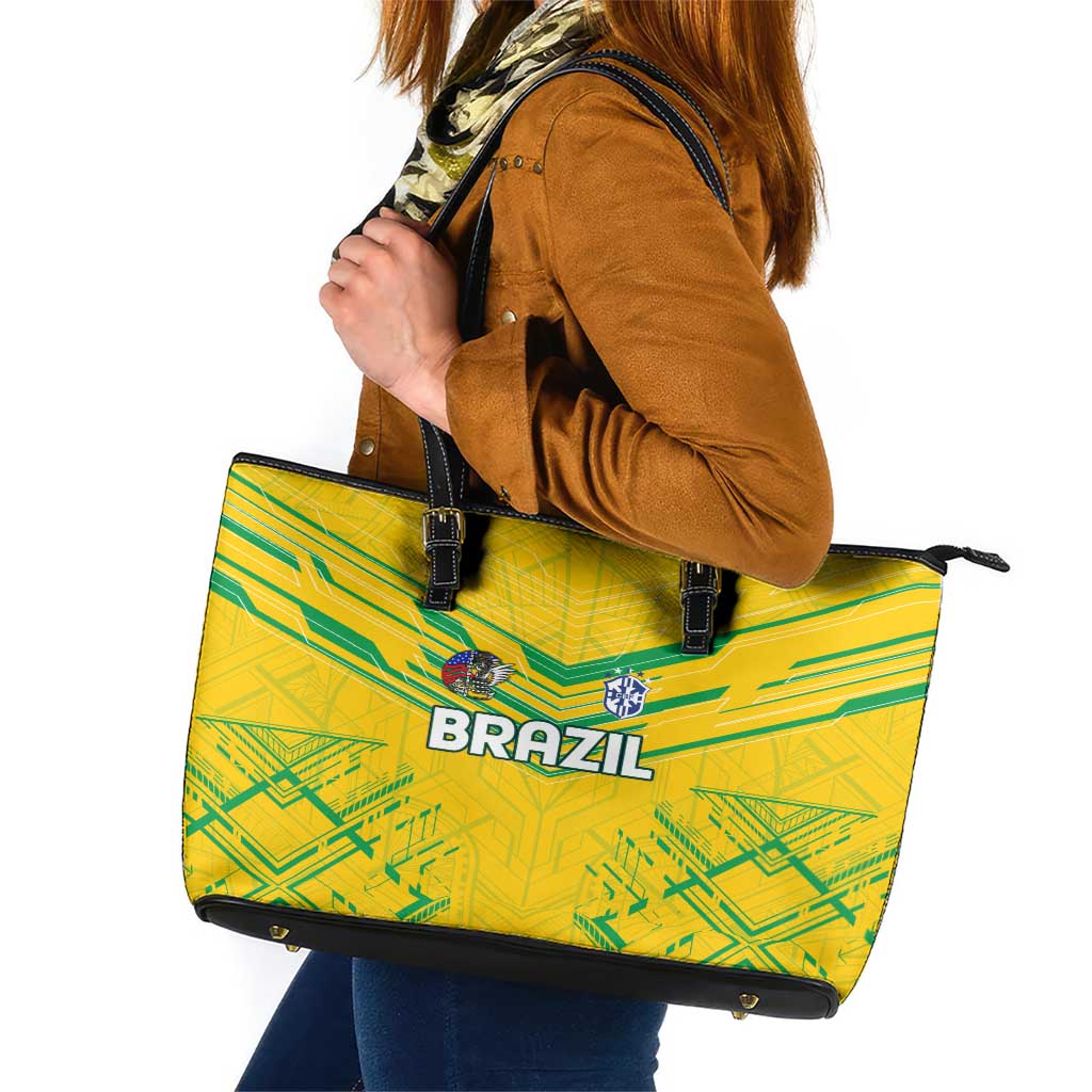 Brazil Football 2024 Leather Tote Bag Selecao Bright Yellow DT02