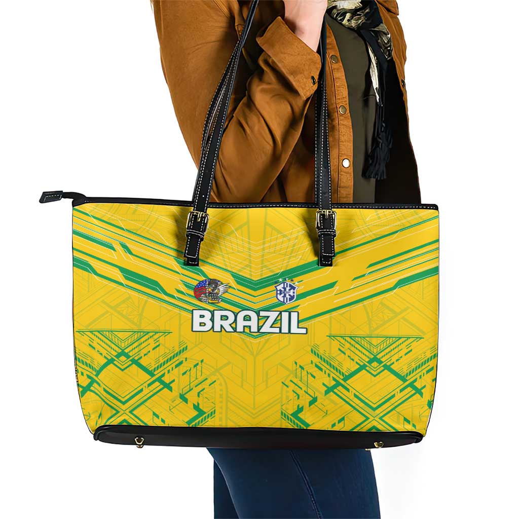 Brazil Football 2024 Leather Tote Bag Selecao Bright Yellow DT02
