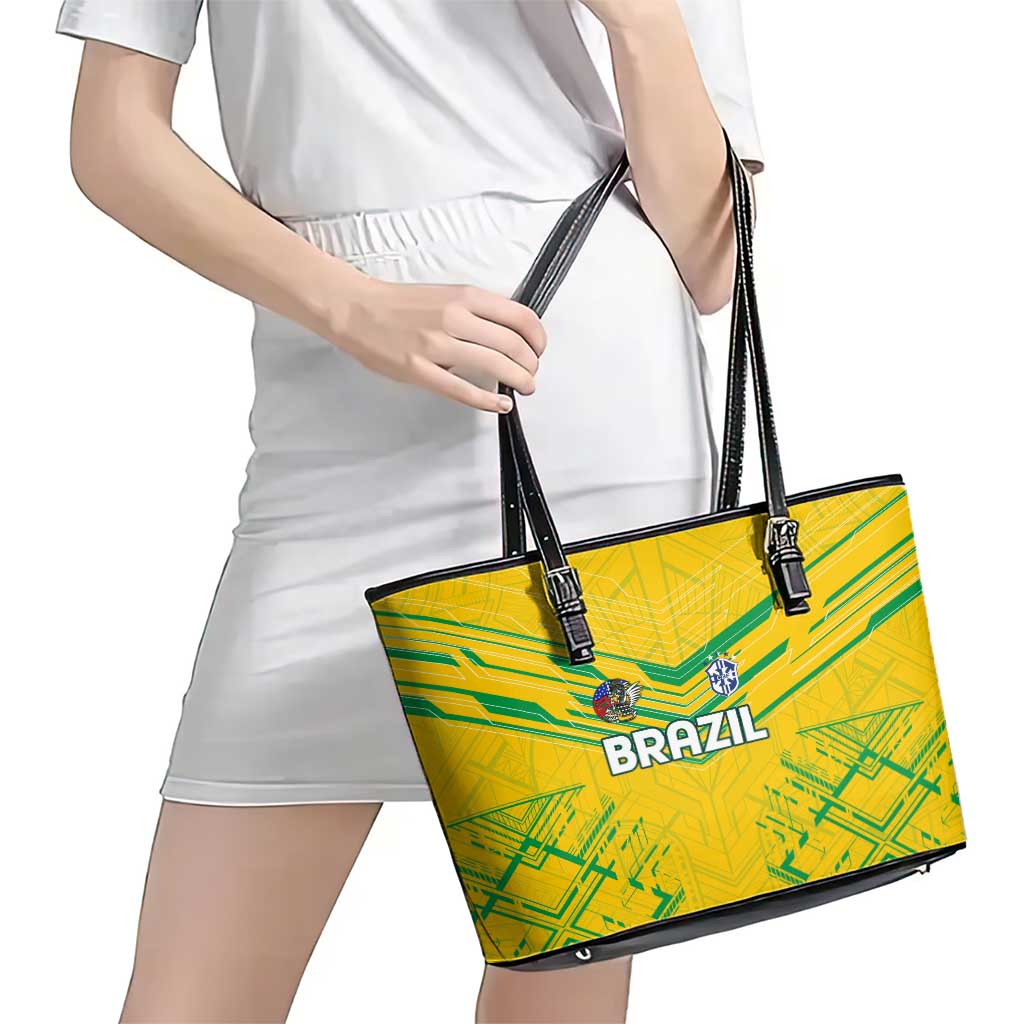 Brazil Football 2024 Leather Tote Bag Selecao Bright Yellow DT02