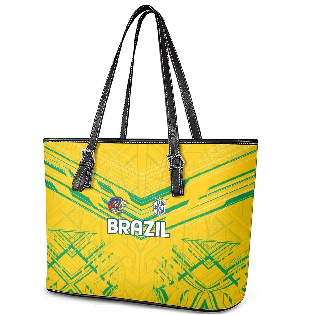 Brazil Football 2024 Leather Tote Bag Selecao Bright Yellow DT02