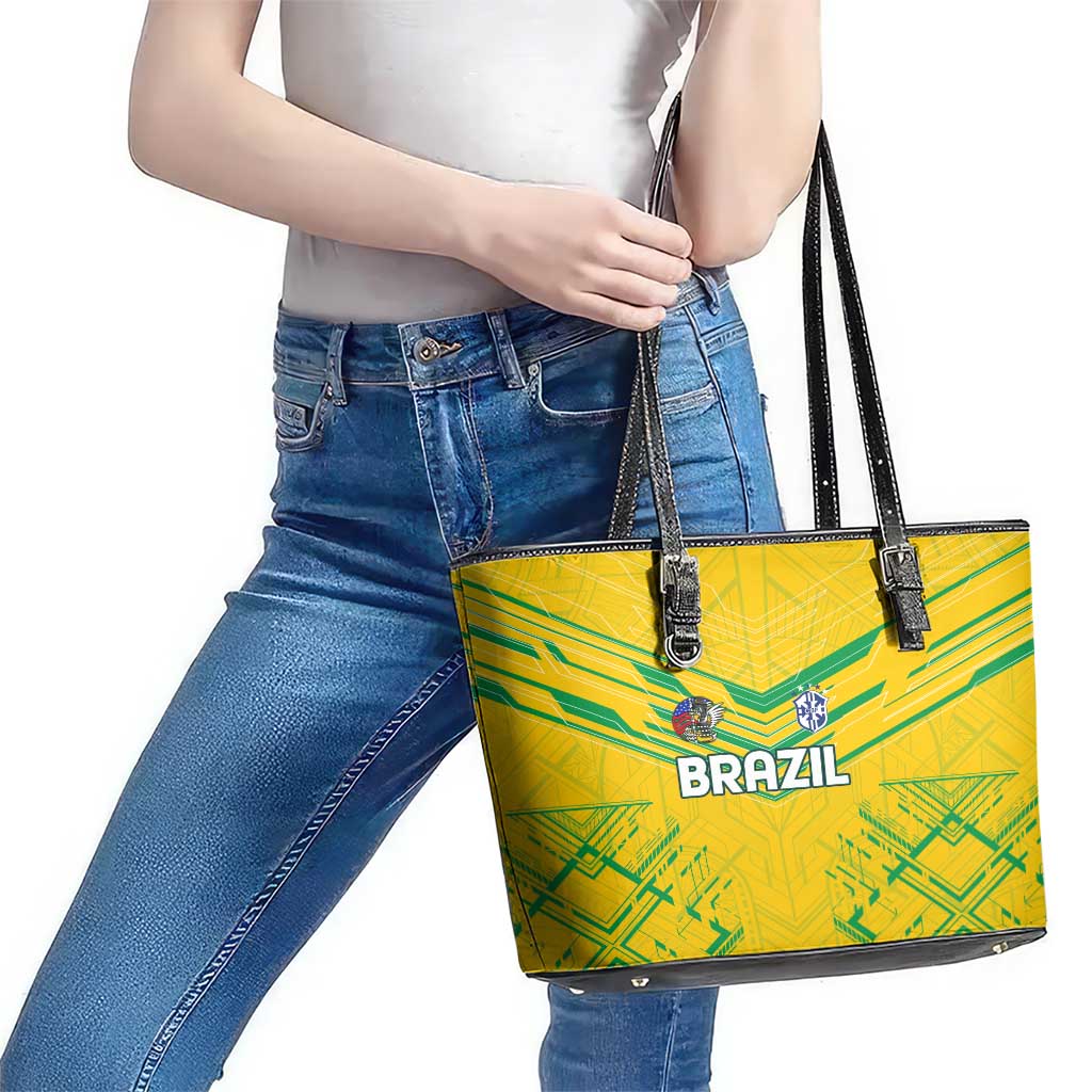 Brazil Football 2024 Leather Tote Bag Selecao Bright Yellow DT02