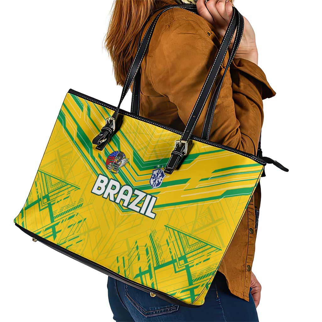 Brazil Football 2024 Leather Tote Bag Selecao Bright Yellow DT02