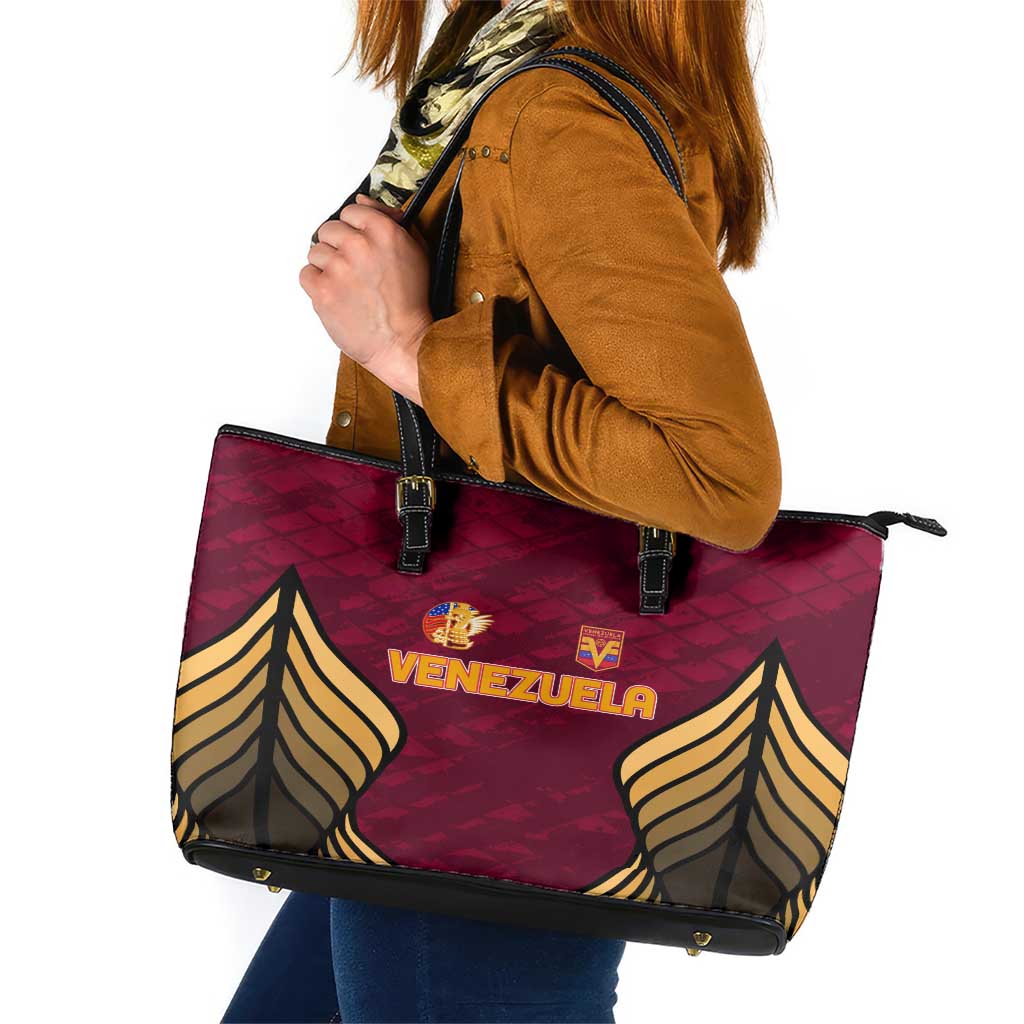 Venezuela Football 2024 Leather Tote Bag The Red Wine DT02