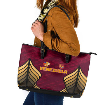 Venezuela Football 2024 Leather Tote Bag The Red Wine DT02