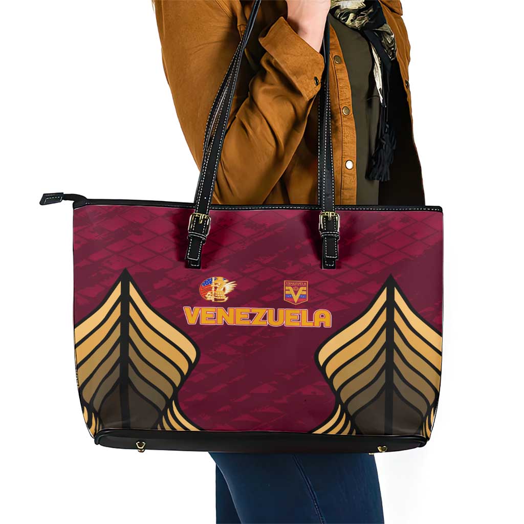 Venezuela Football 2024 Leather Tote Bag The Red Wine DT02
