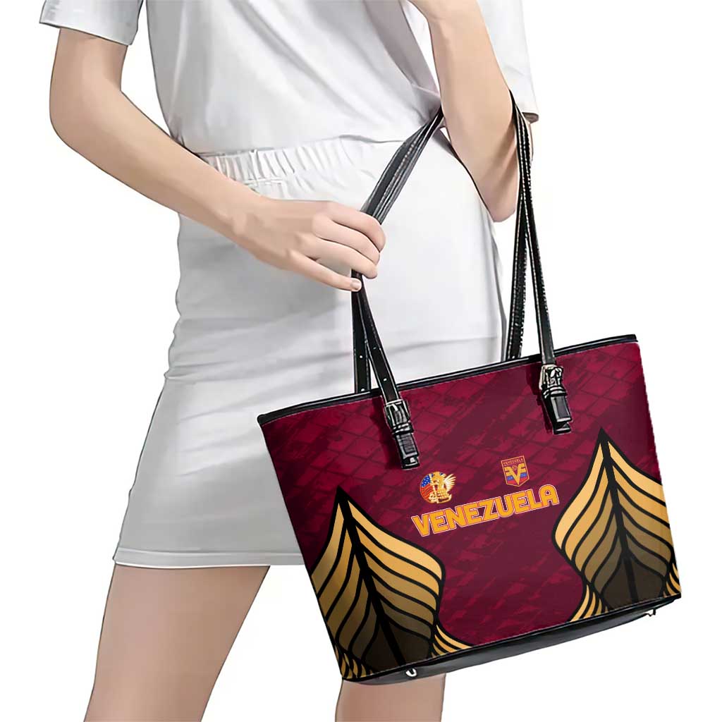 Venezuela Football 2024 Leather Tote Bag The Red Wine DT02