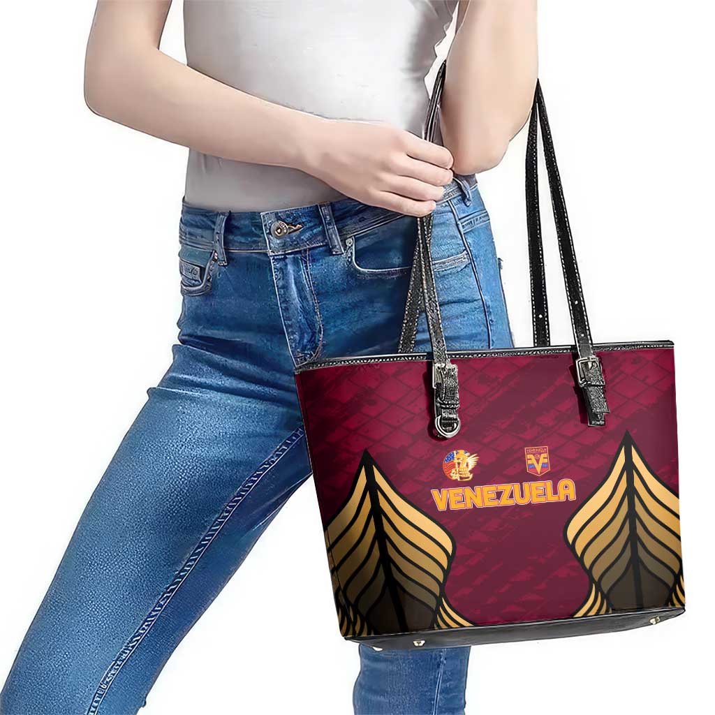 Venezuela Football 2024 Leather Tote Bag The Red Wine DT02