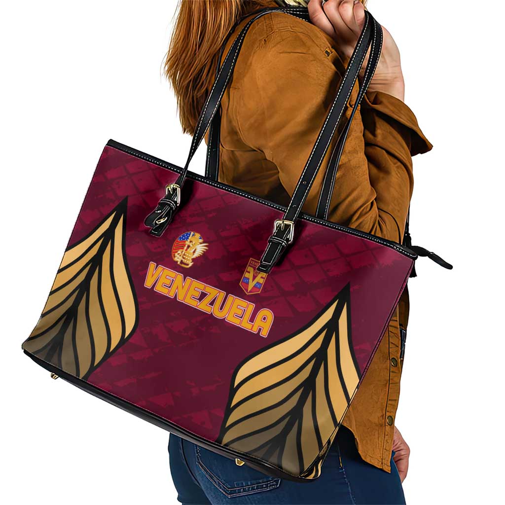 Venezuela Football 2024 Leather Tote Bag The Red Wine DT02