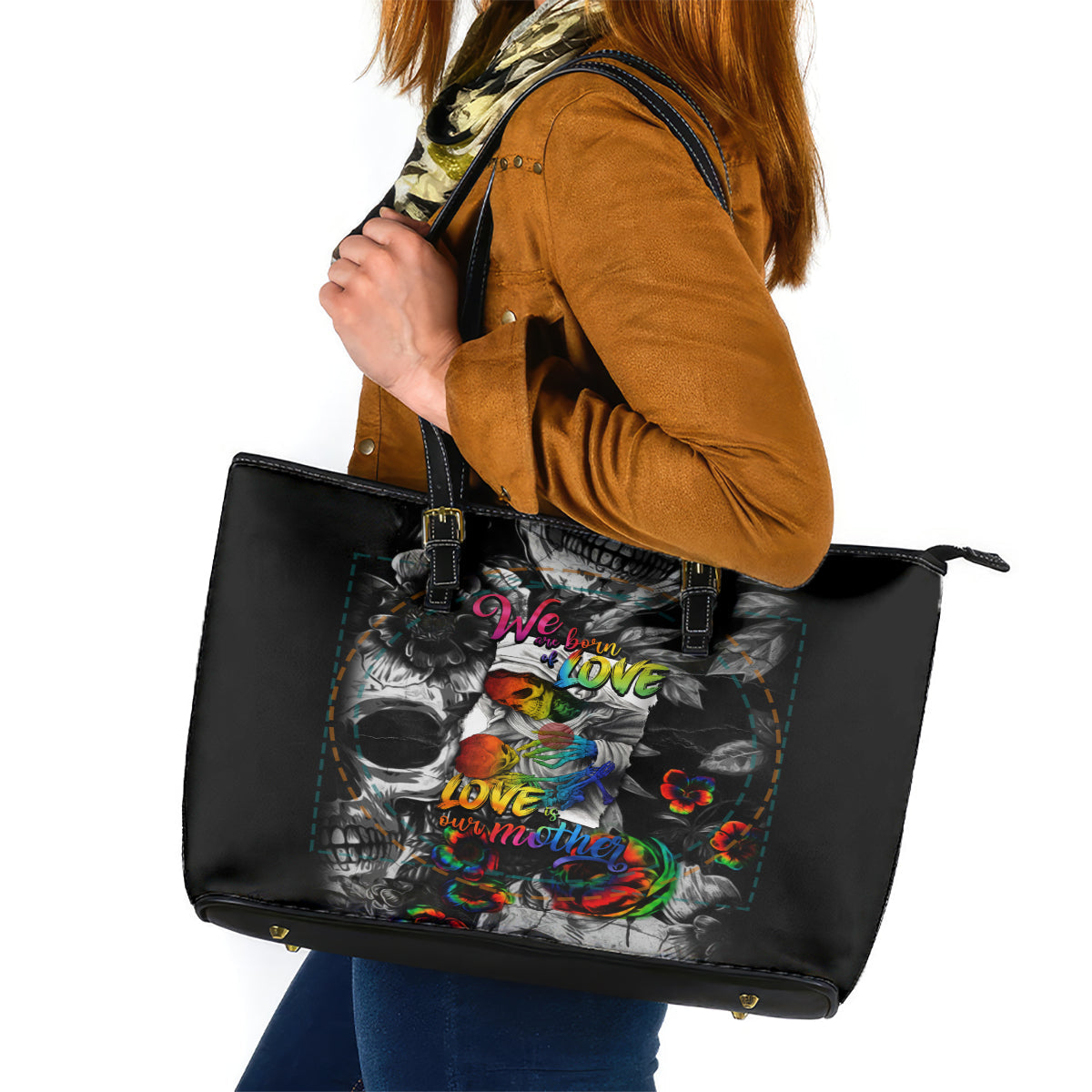 LGBT Leather Tote Bag Lgbt We Are Born Of Love Love Is Our Mother DT02