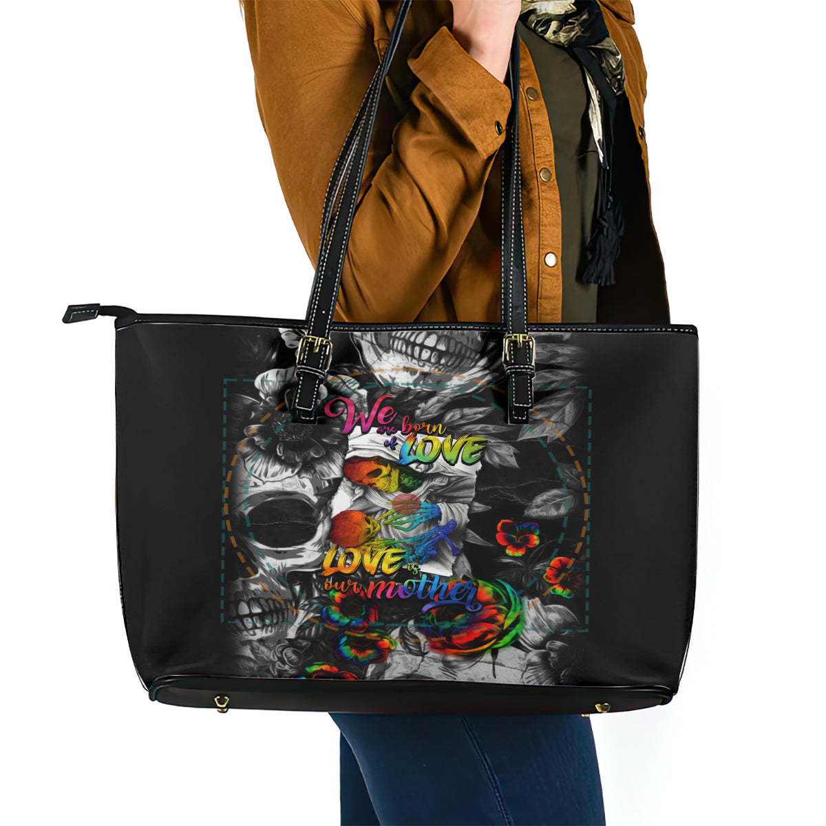 LGBT Leather Tote Bag Lgbt We Are Born Of Love Love Is Our Mother DT02