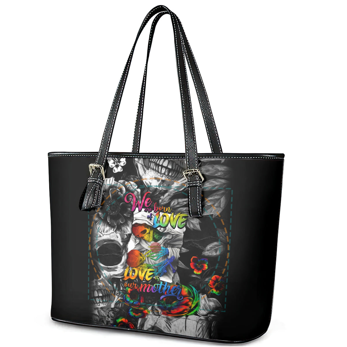 LGBT Leather Tote Bag Lgbt We Are Born Of Love Love Is Our Mother DT02