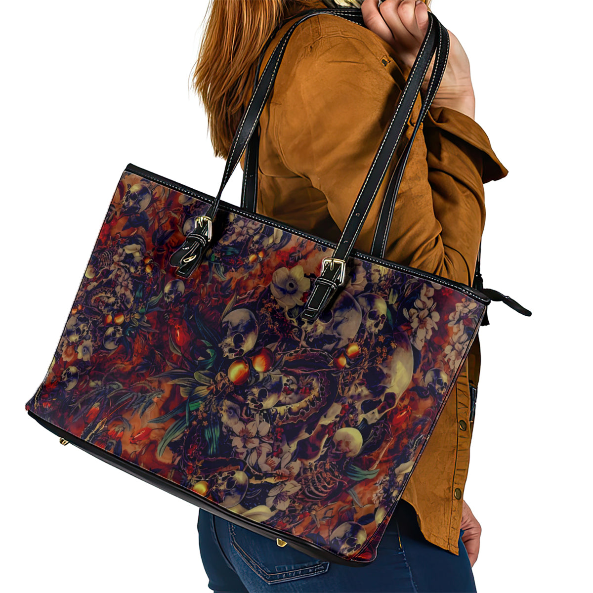 Isabell Skull Art Leather Tote Bag DT02