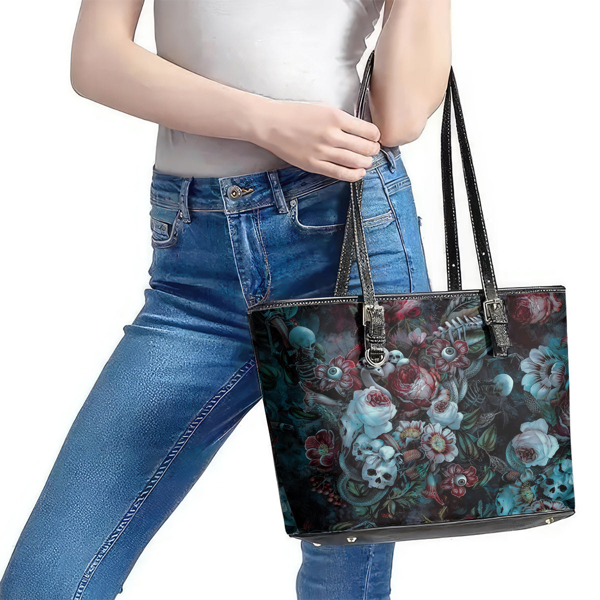 Eyes of Darkness Leather Tote Bag DT02