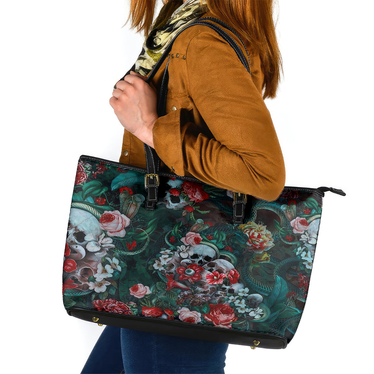 Green Poison Leather Tote Bag DT02