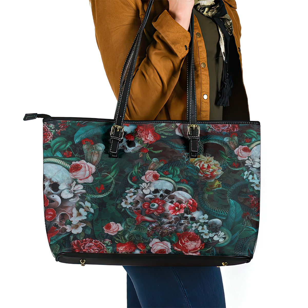 Green Poison Leather Tote Bag DT02