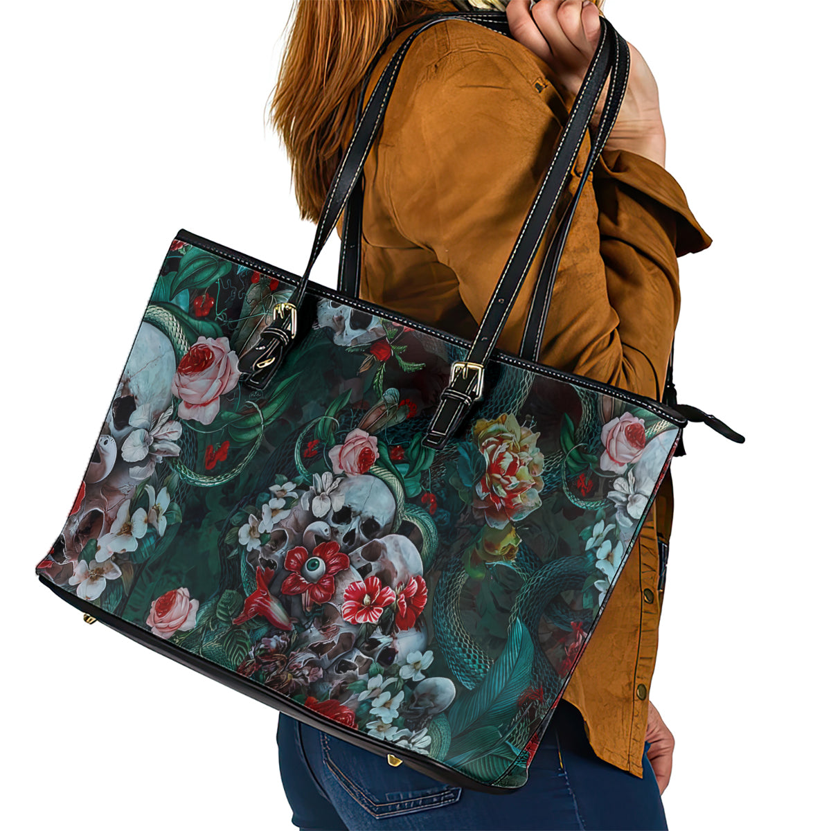 Green Poison Leather Tote Bag DT02