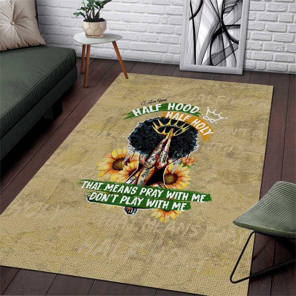 Personalized African Women Area Rug Half Hood Half Holy DT02