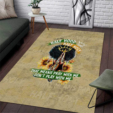 Personalized African Women Area Rug Half Hood Half Holy DT02