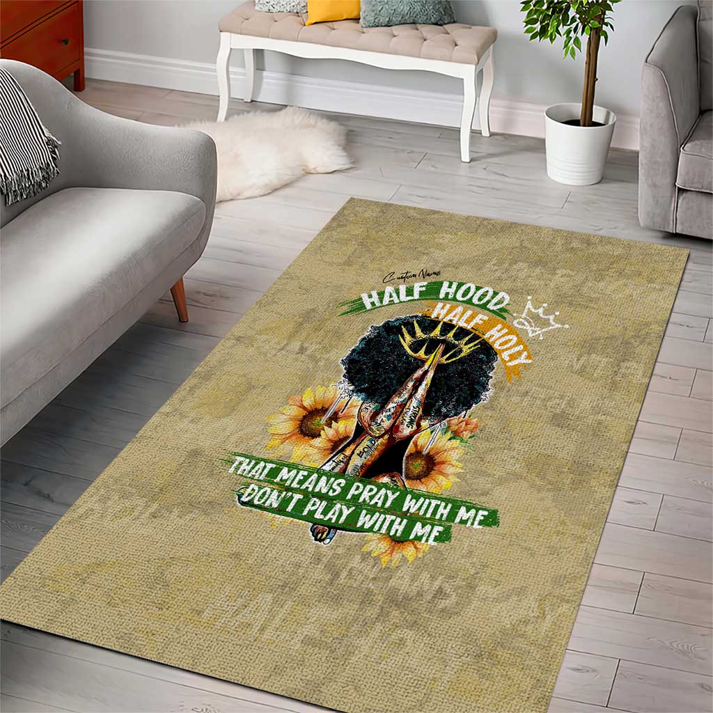 Personalized African Women Area Rug Half Hood Half Holy DT02