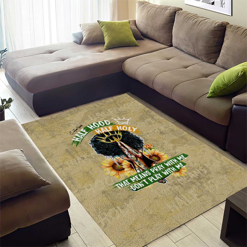 Personalized African Women Area Rug Half Hood Half Holy DT02