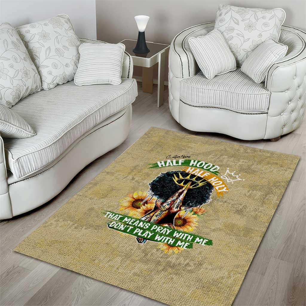 Personalized African Women Area Rug Half Hood Half Holy DT02