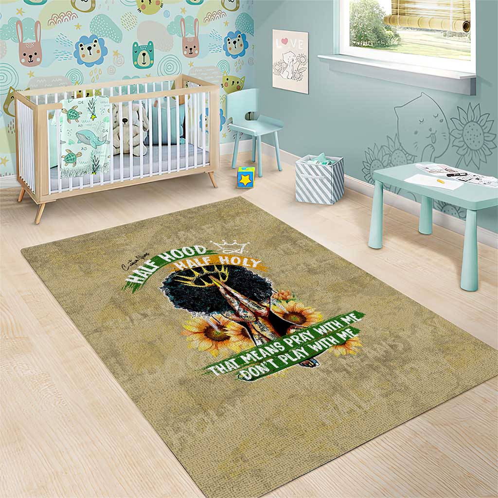 Personalized African Women Area Rug Half Hood Half Holy DT02